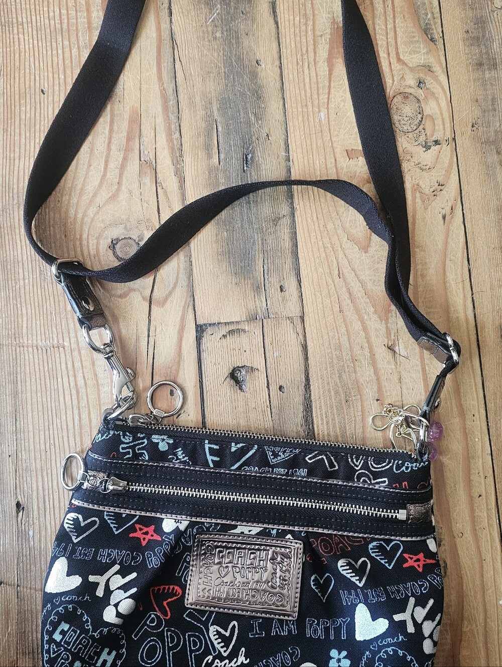 Coach Poppy Canvas Crossbody Bag, Graffiti Collection RARE Vintage